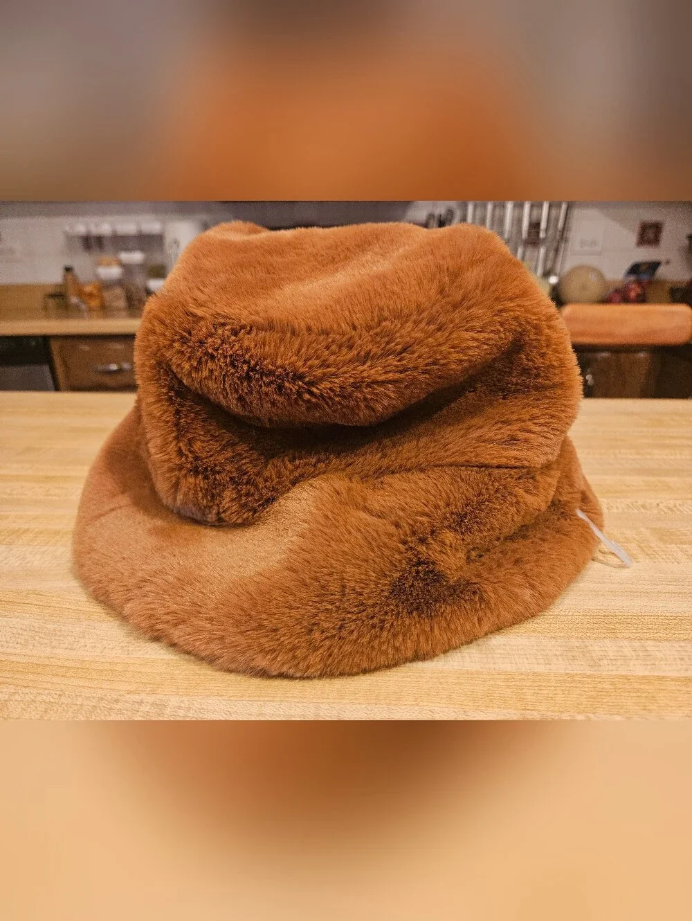 Cozy Faux Fur Bucket Hat in Warm Brown - Picture 1 of 4